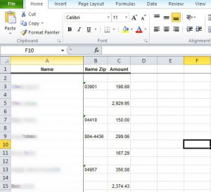 Excel table